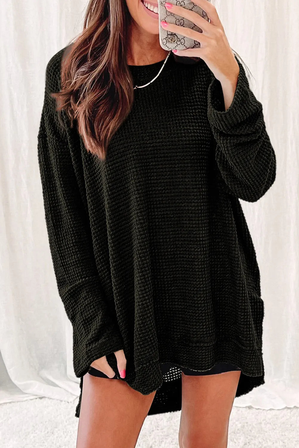 Oversized Waffle Knit Top