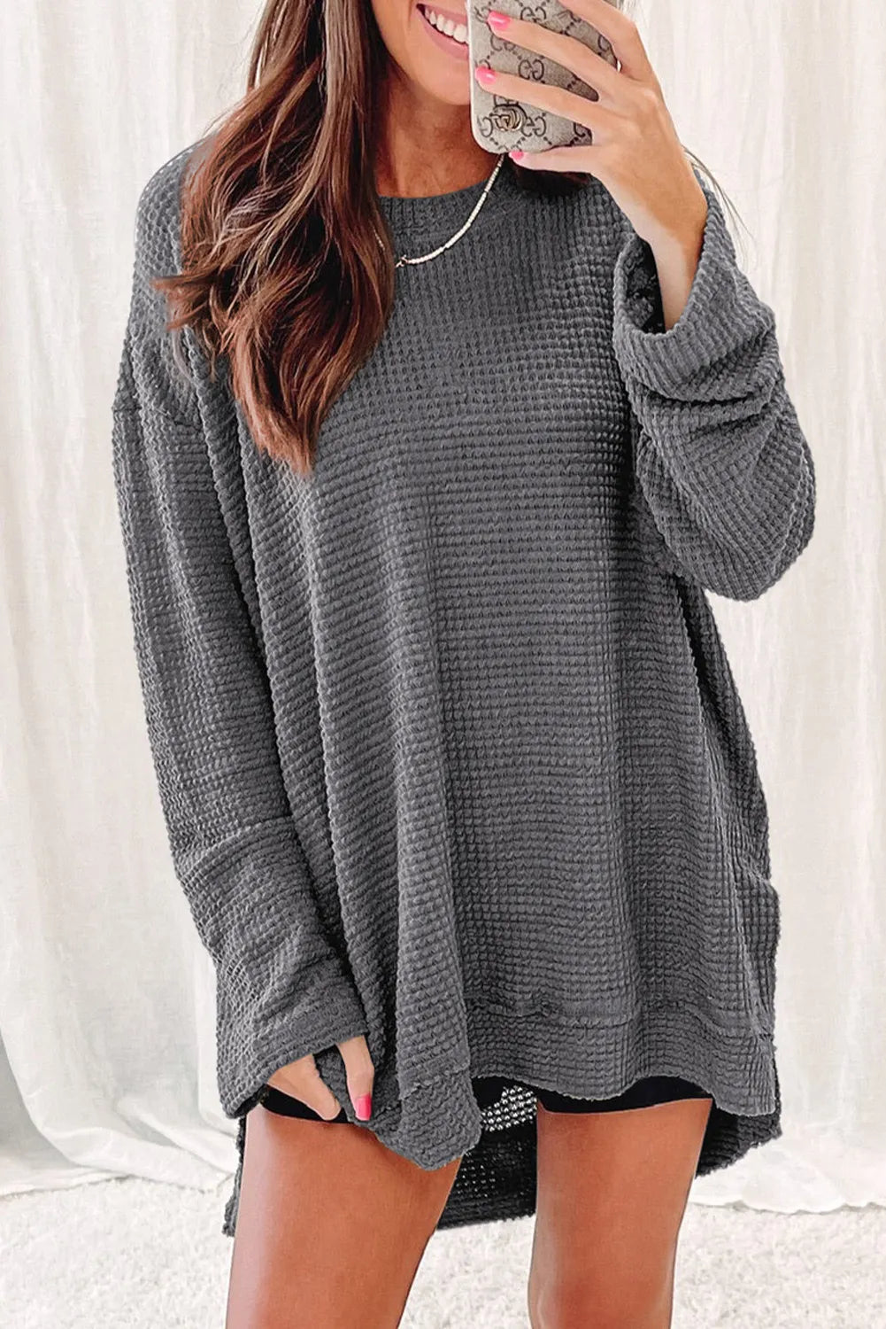 Oversized Waffle Knit Top