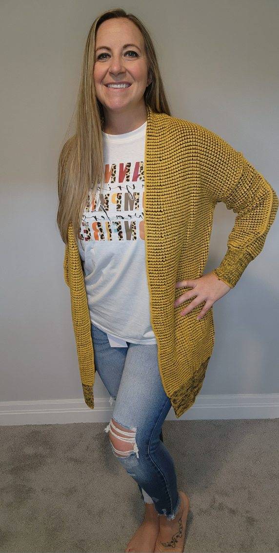 Long Knitted Open Front Cardigan