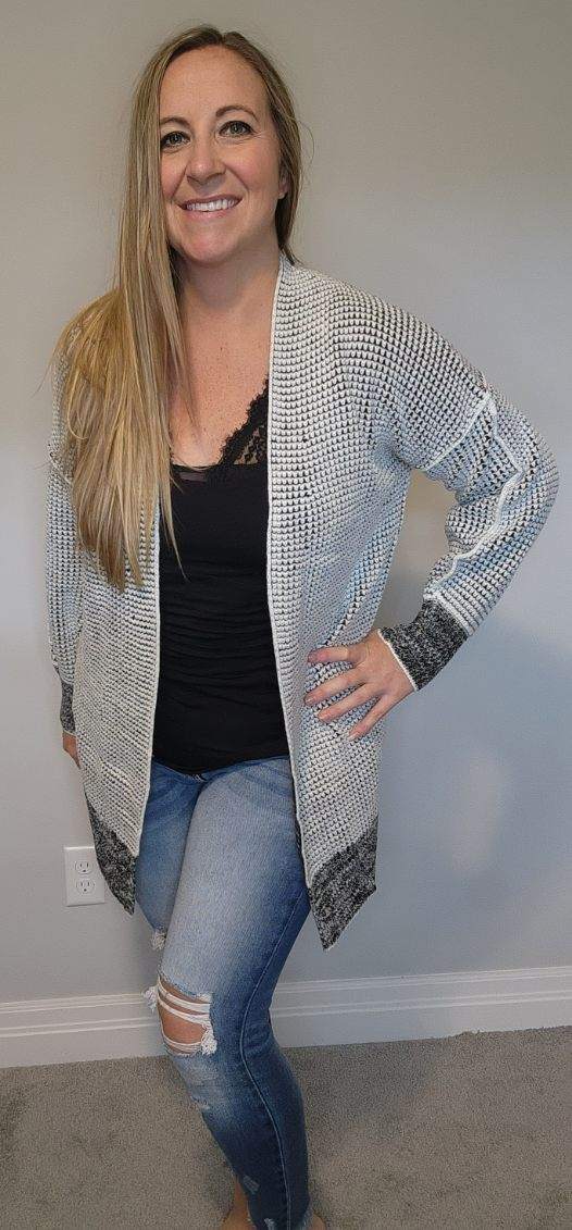 Long Knitted Open Front Cardigan