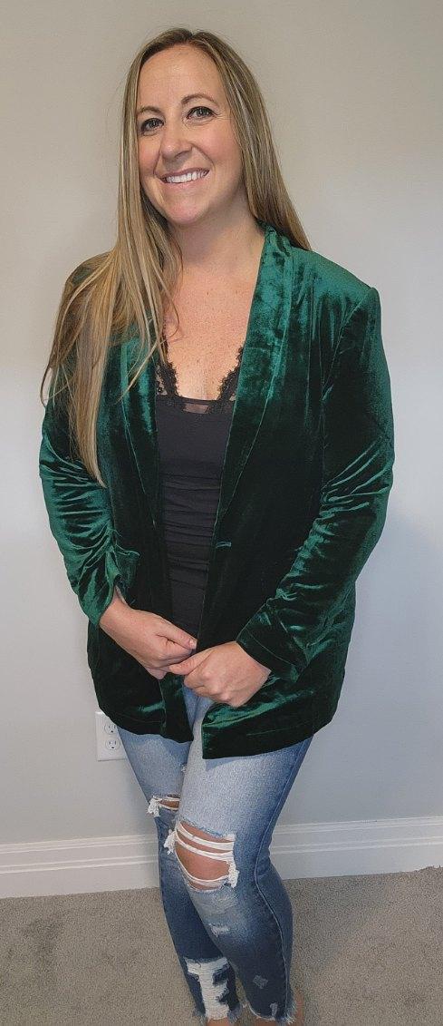 Green Velvet Blazer
