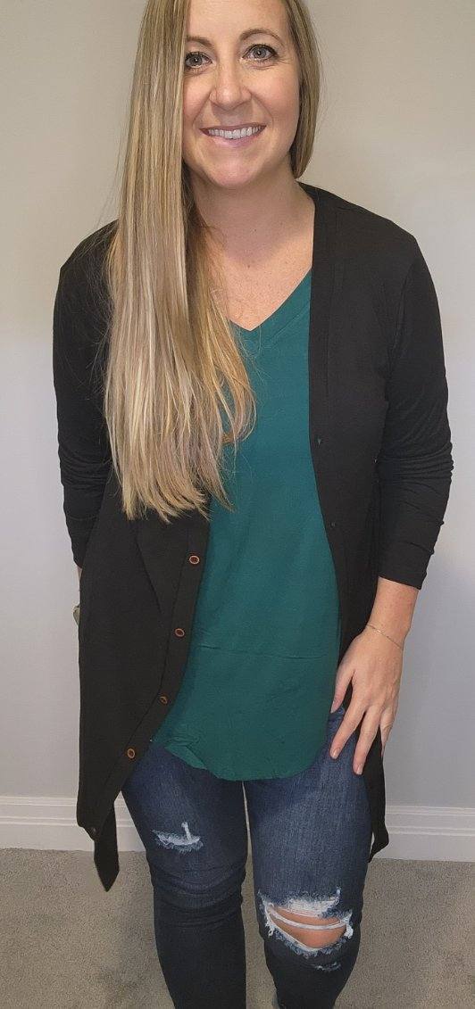 Open Front Cardigan w/ Buttons