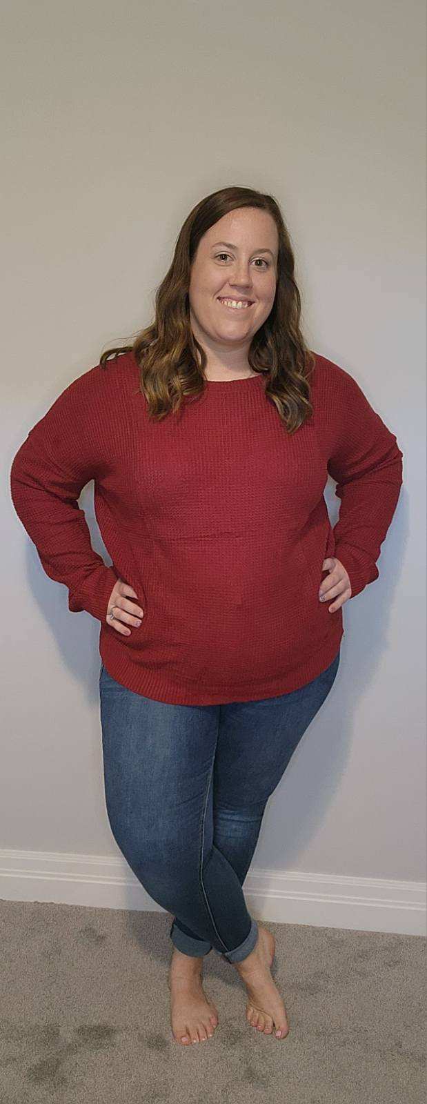 Red Sweater w/ Cross Hollow Back