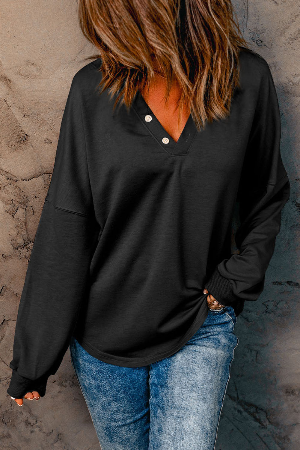 Loose Fit V-Neck Top