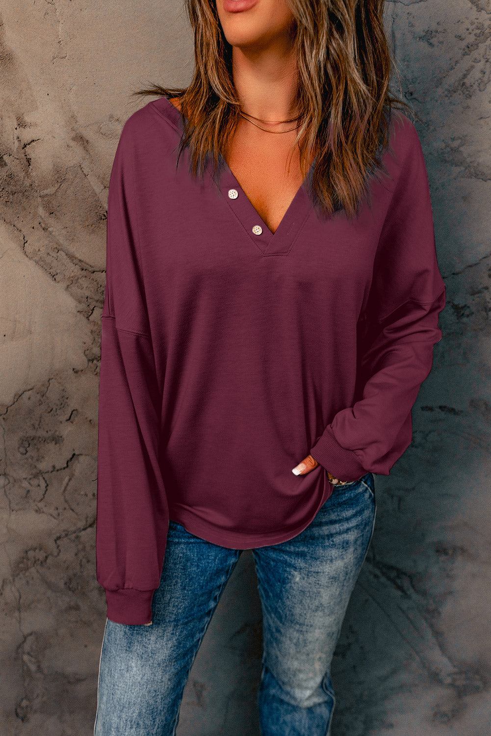Loose Fit V-Neck Top