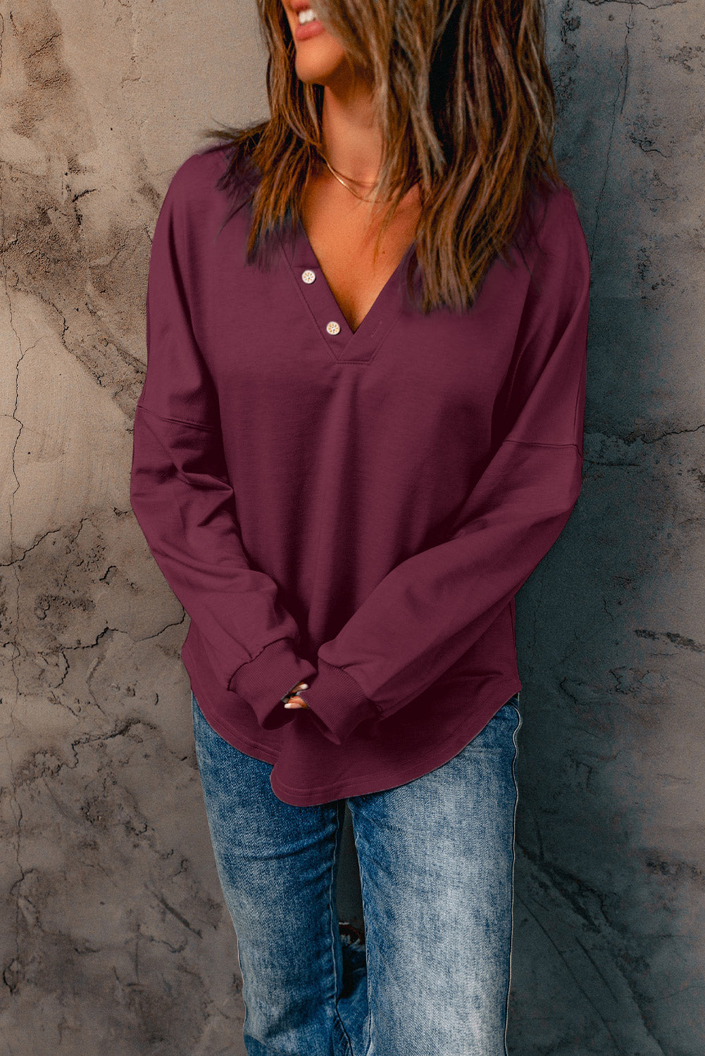Loose Fit V-Neck Top