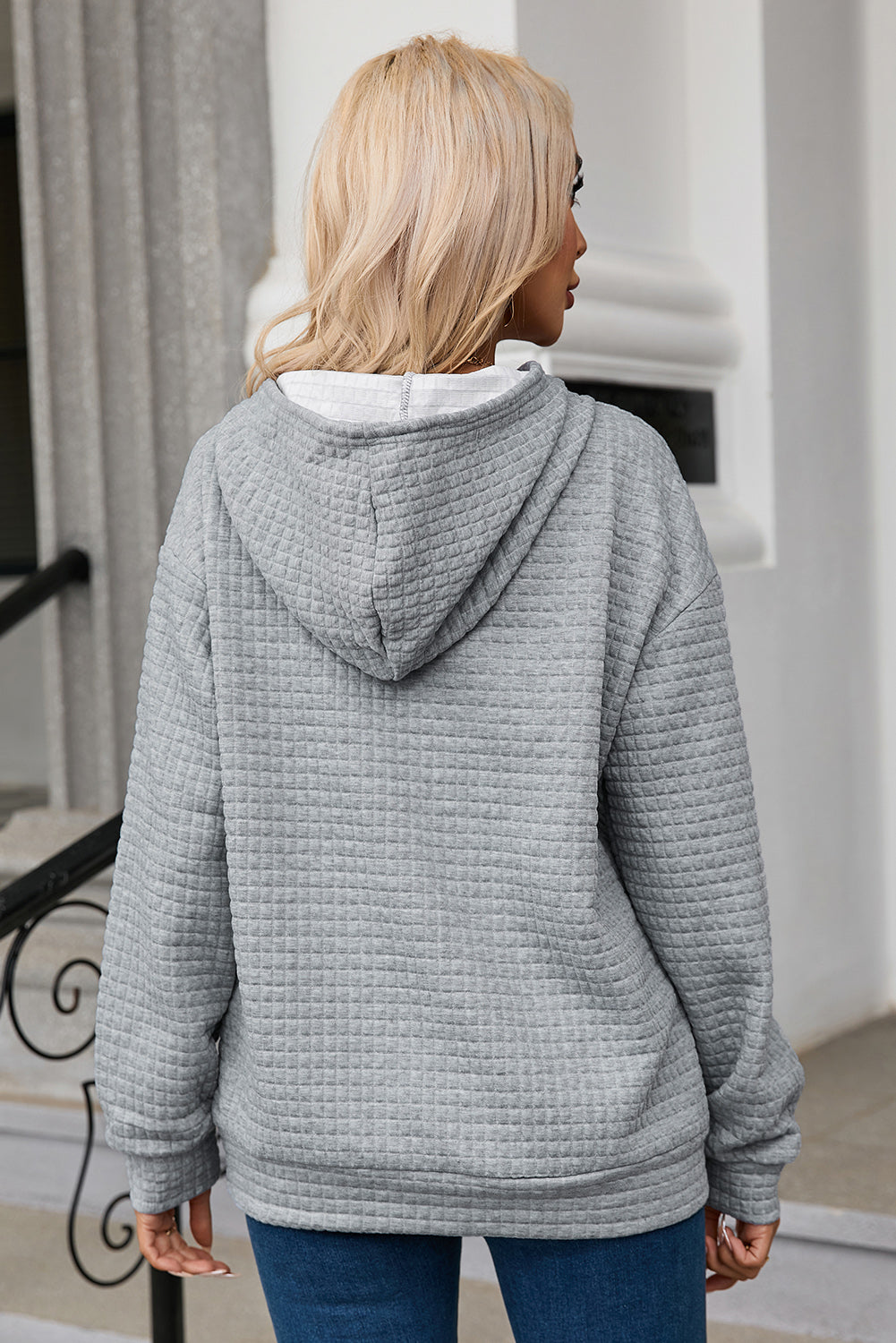 Grey Textured Hoodie