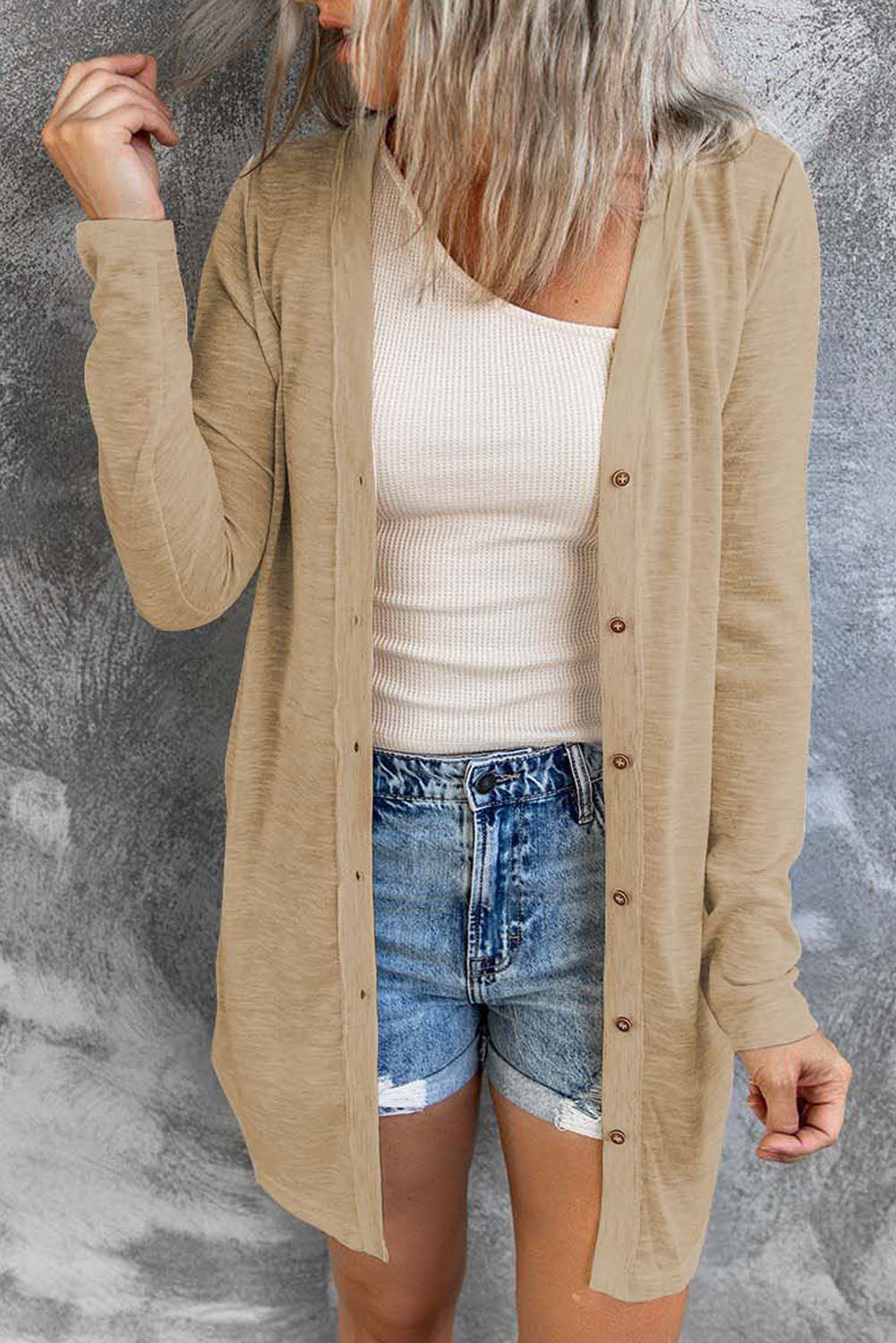 Open Front Cardigan w/ Buttons