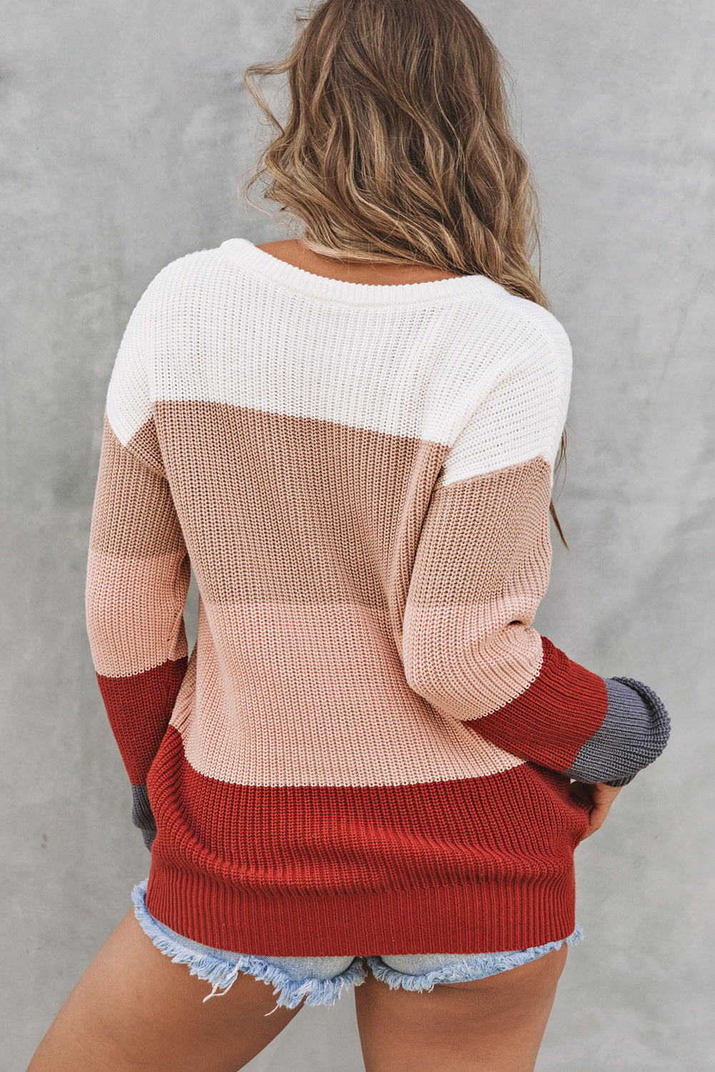 Color Block Knitted Sweater