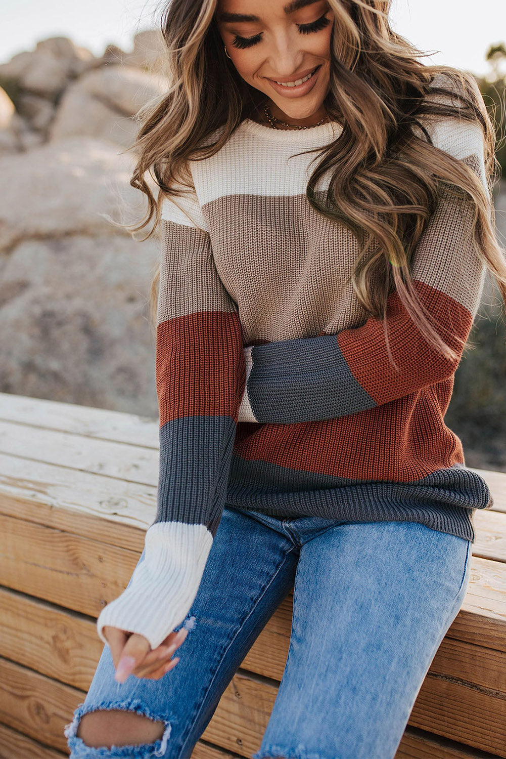 Color Block Knitted Sweater