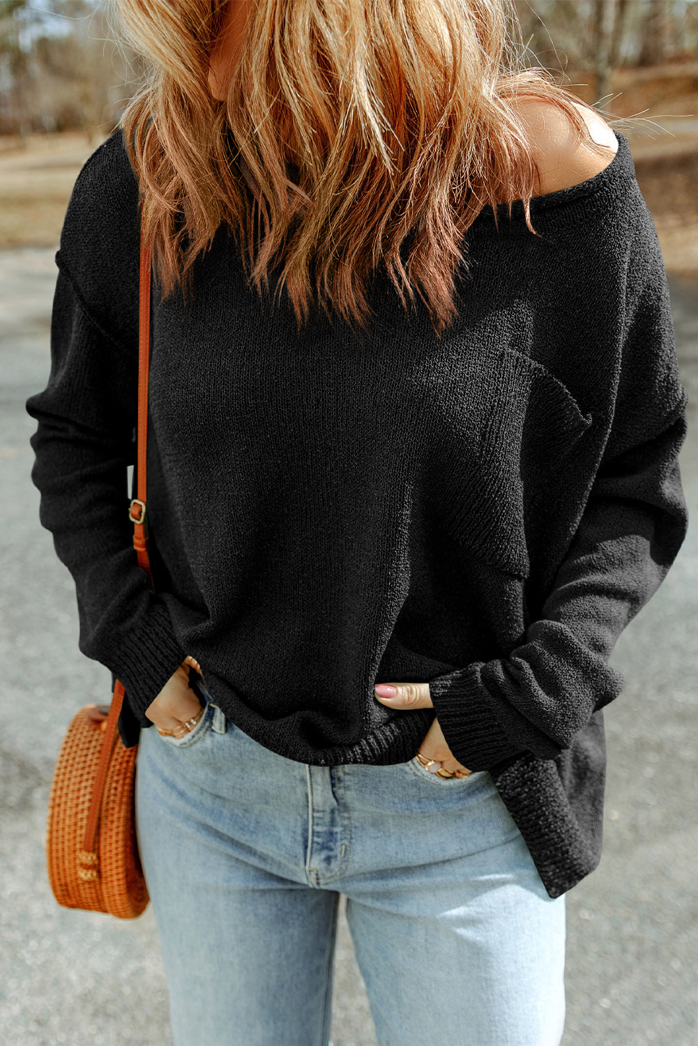 Knit Sweater w/ Pocket