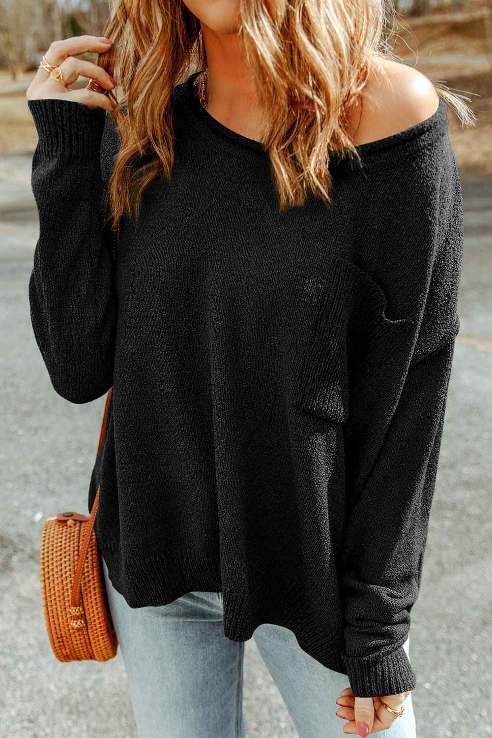 Knit Sweater w/ Pocket