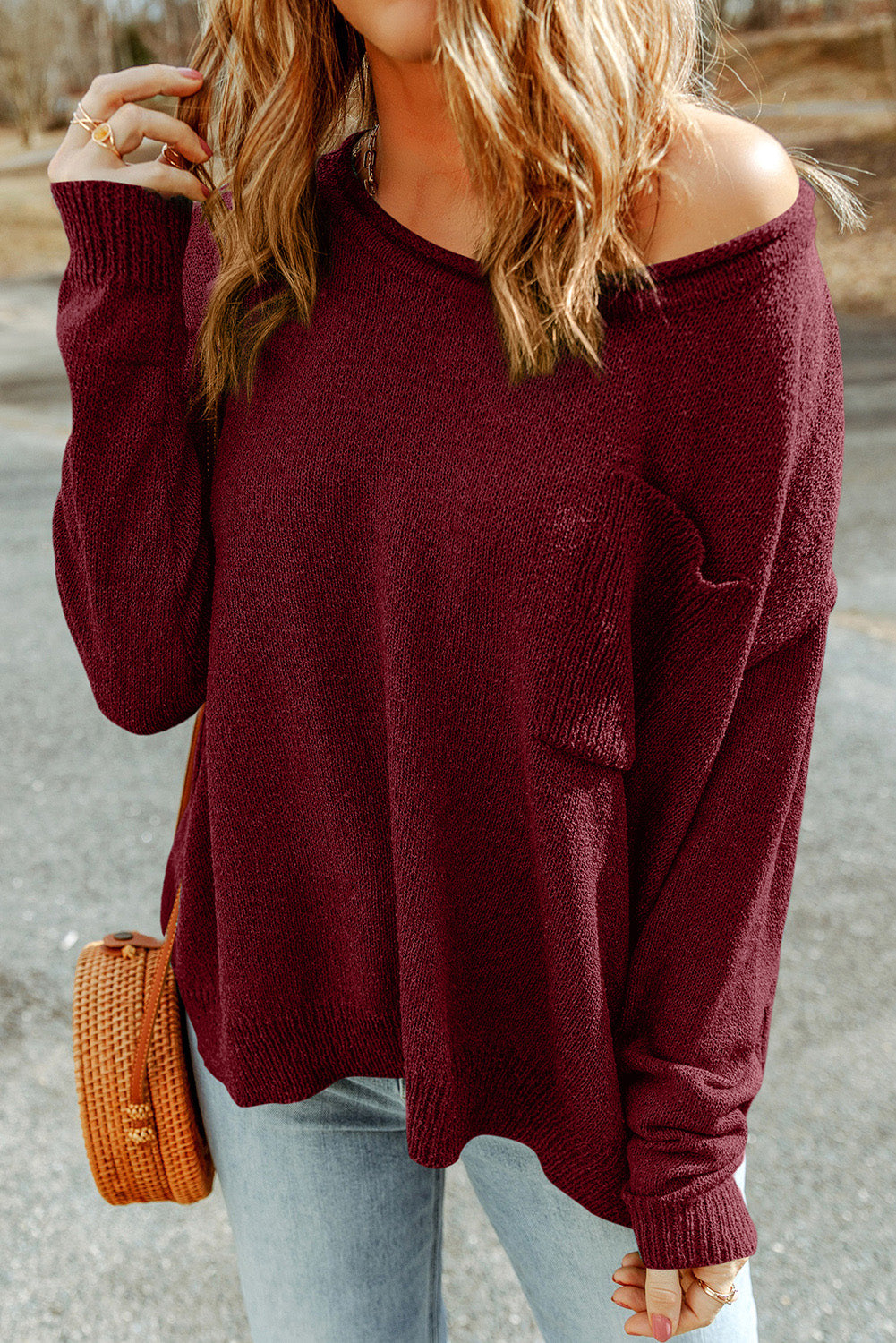 Knit Sweater w/ Pocket