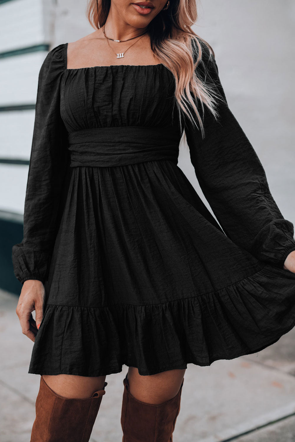 Puff Sleeve Mini Dress