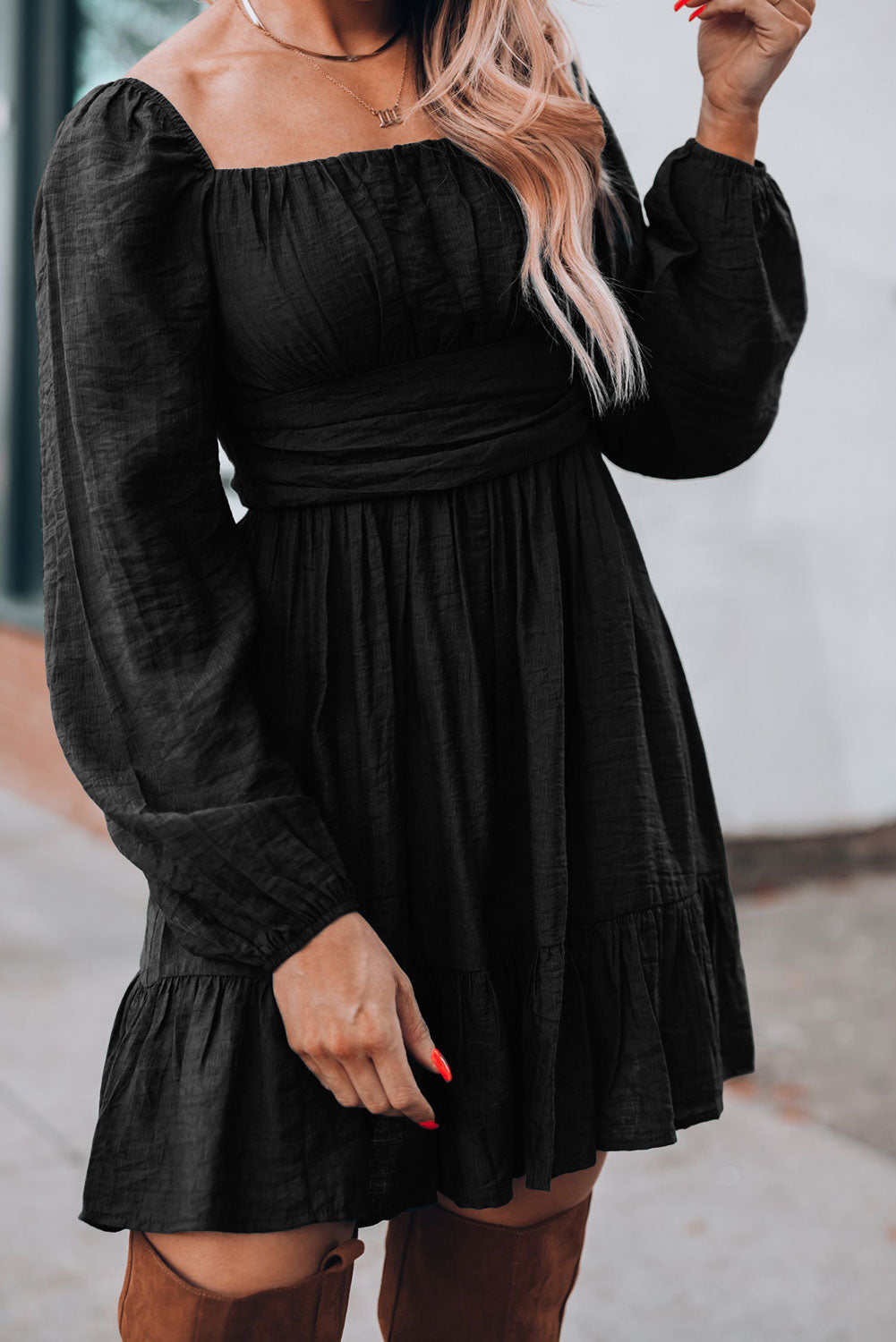 Puff Sleeve Mini Dress