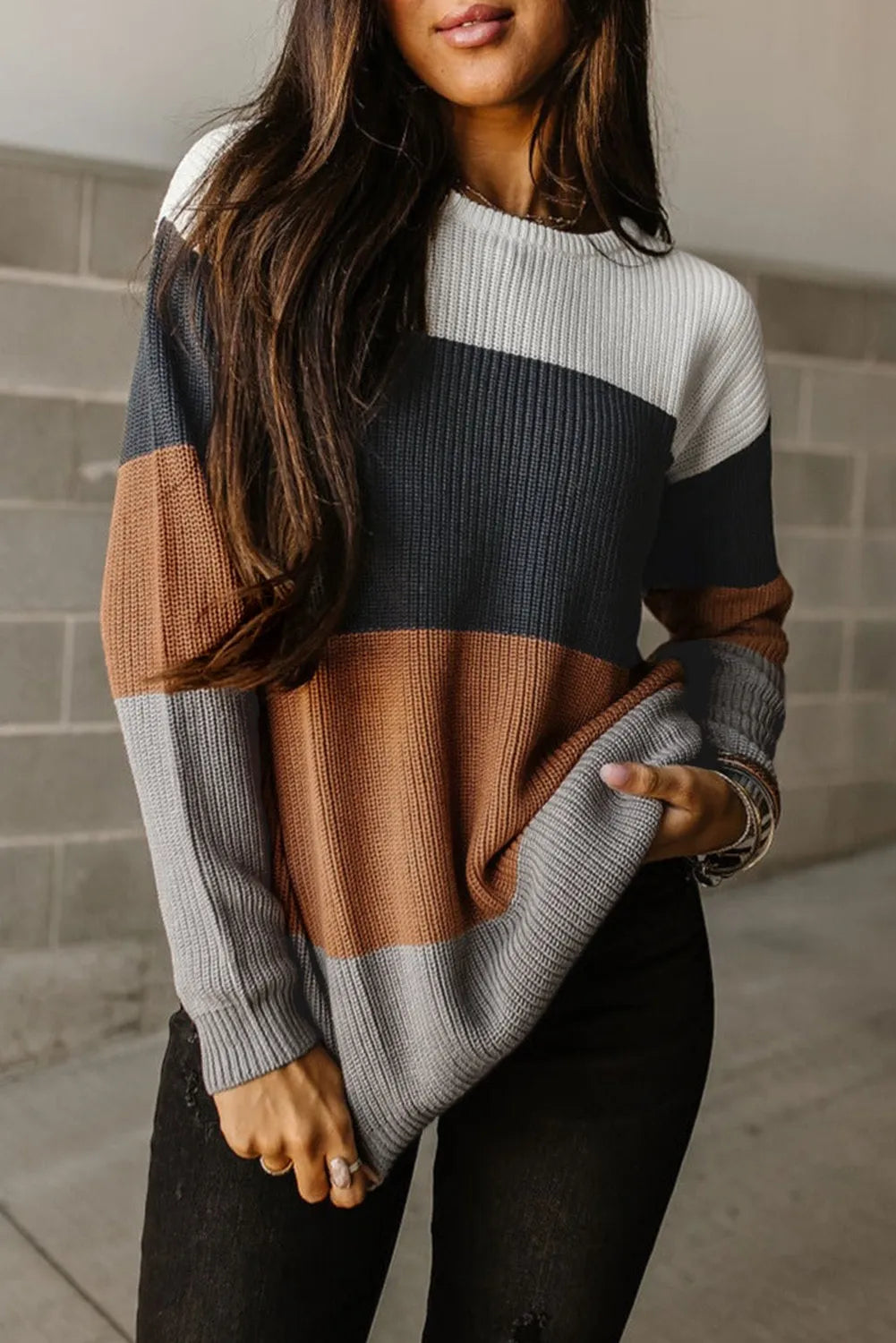 Color Block Knitted Sweater