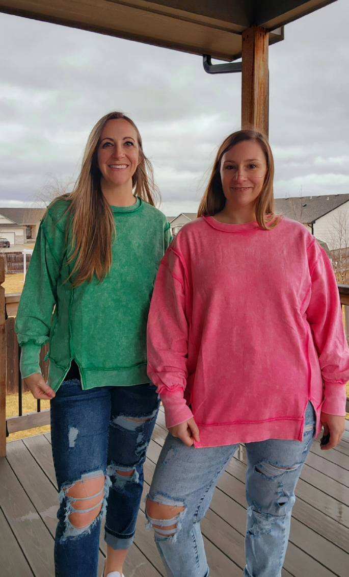 Acid Wash Comfy Pullover