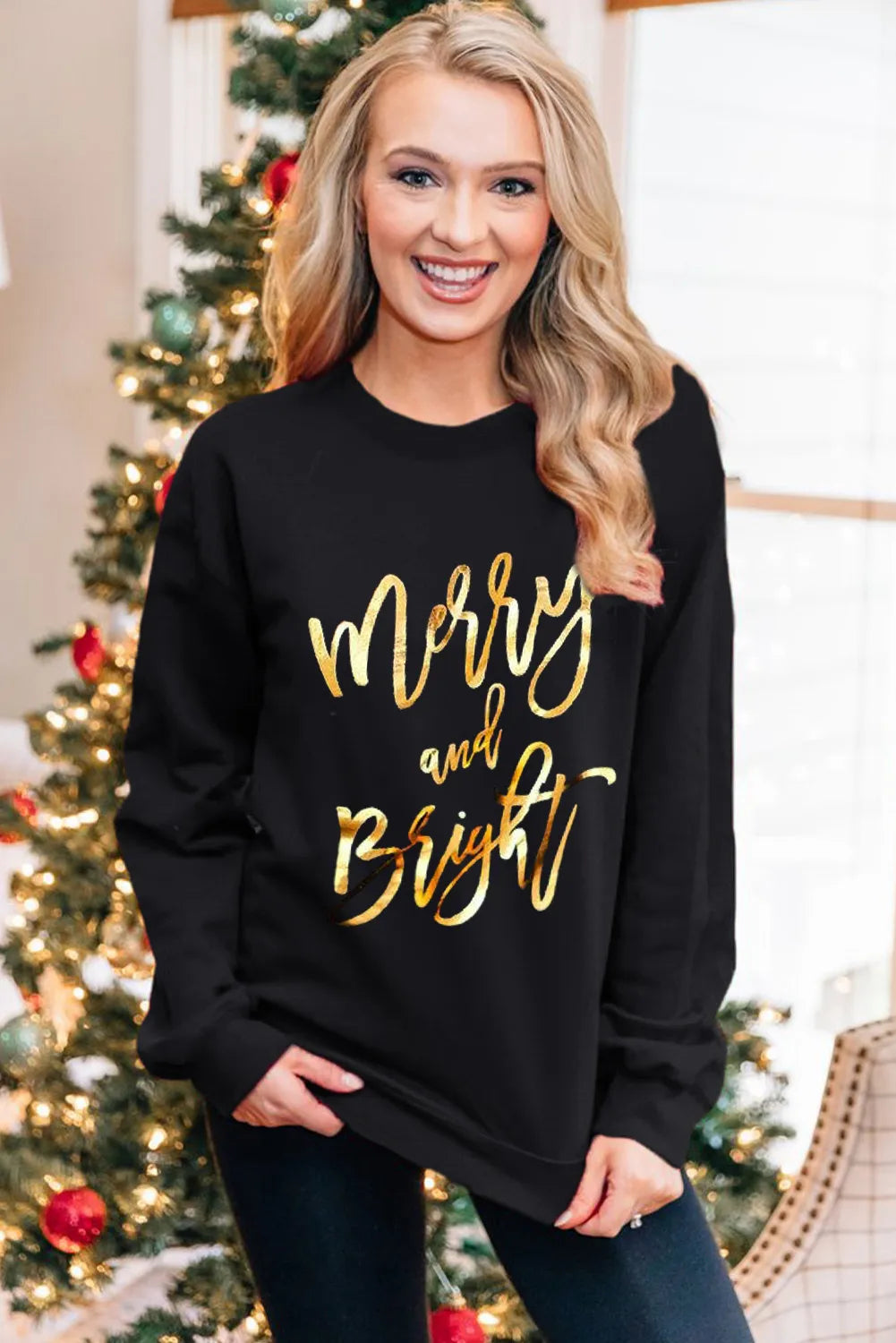 Merry and Bright Pullover in Black and Gold