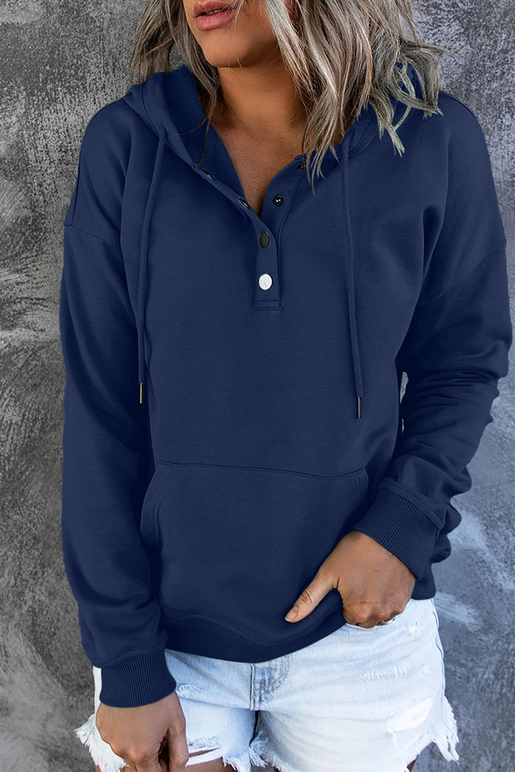 Snap Button Hoodie w/ Pocket