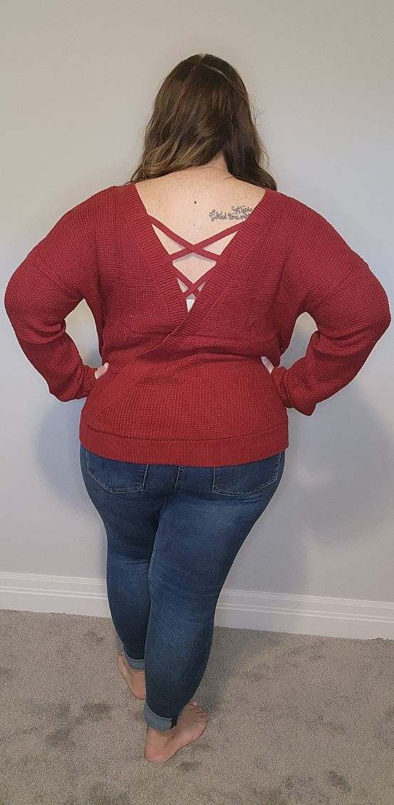 Red Sweater w/ Cross Hollow Back
