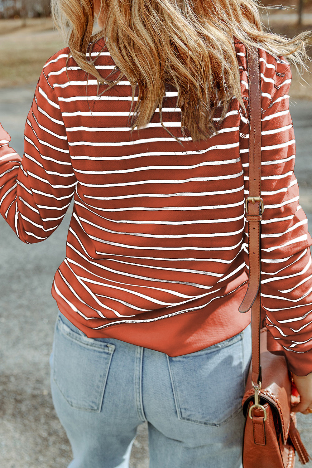 Striped Long Sleeve Top in Red