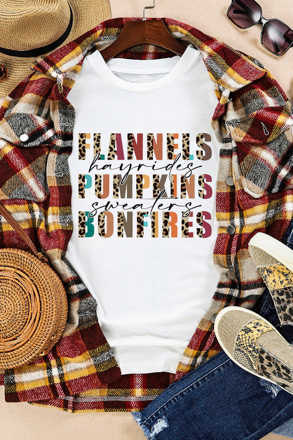 Flannels Pumpkins Bonfires Tee