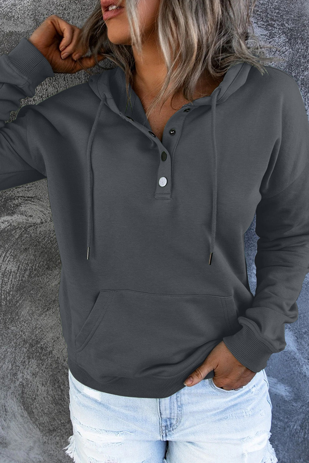 Snap Button Hoodie w/ Pocket