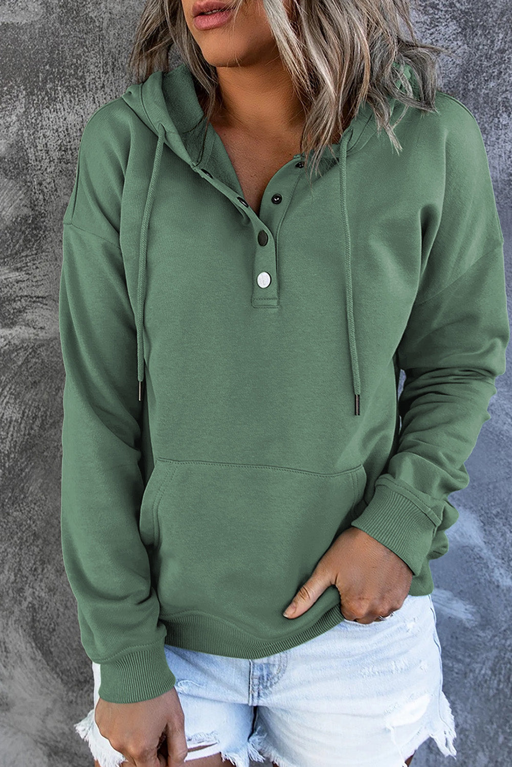 Snap Button Hoodie w/ Pocket