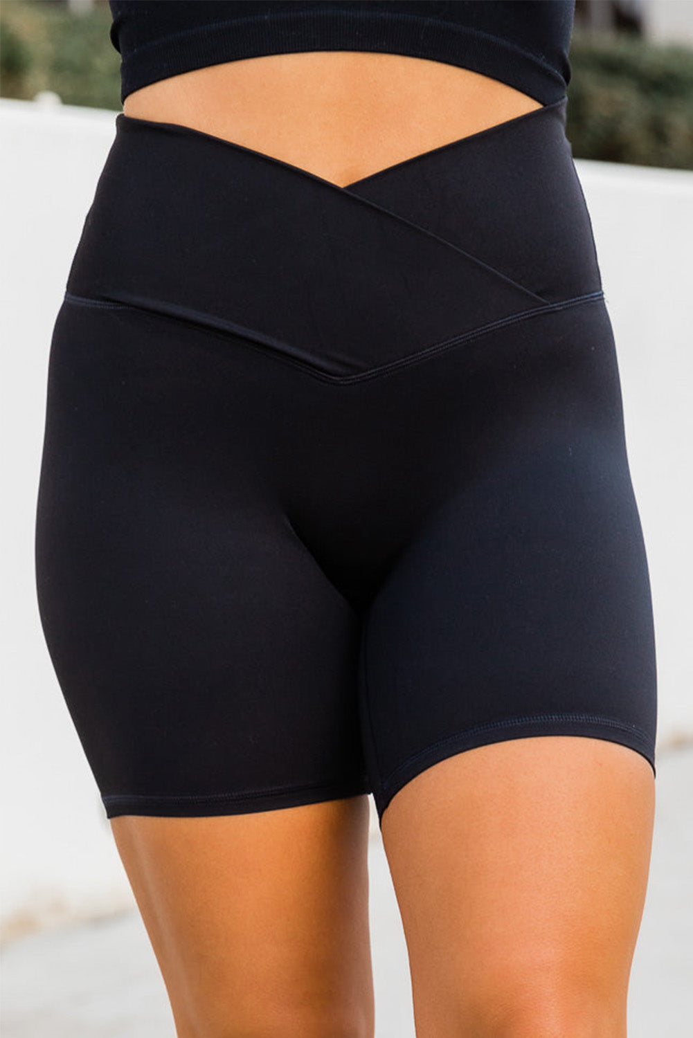 V-Waistband Yoga Shorts Black