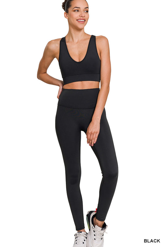 Racerback Tank Top & Leggings Set in Black