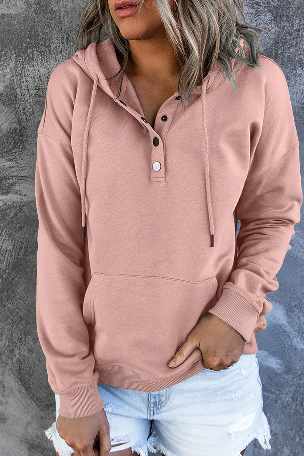 Snap Button Hoodie w/ Pocket