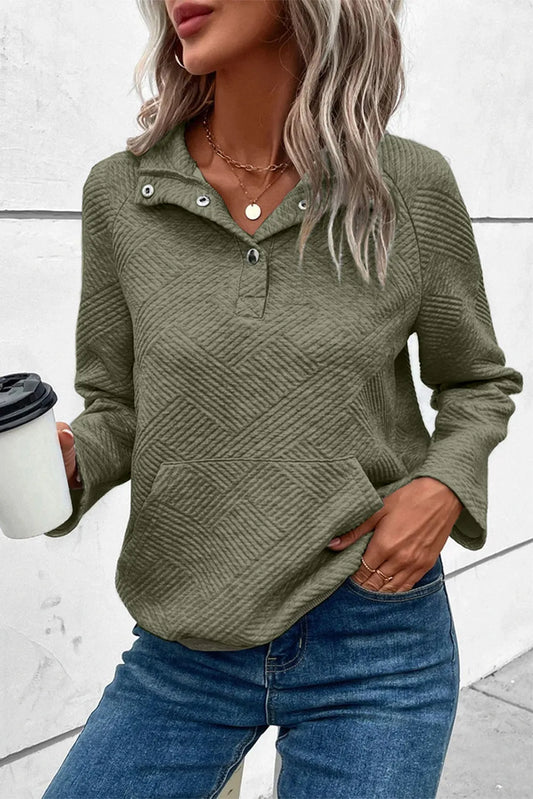 Textured Snap Button Sweatshirt